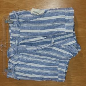 Indigo Rein Striped Linen Blend Shorts